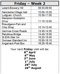 Mobile Library Monthly Rota - Friday Week 2 Angarrack Mobile Library Monthly Rota - Friday Week 2 Angarrack